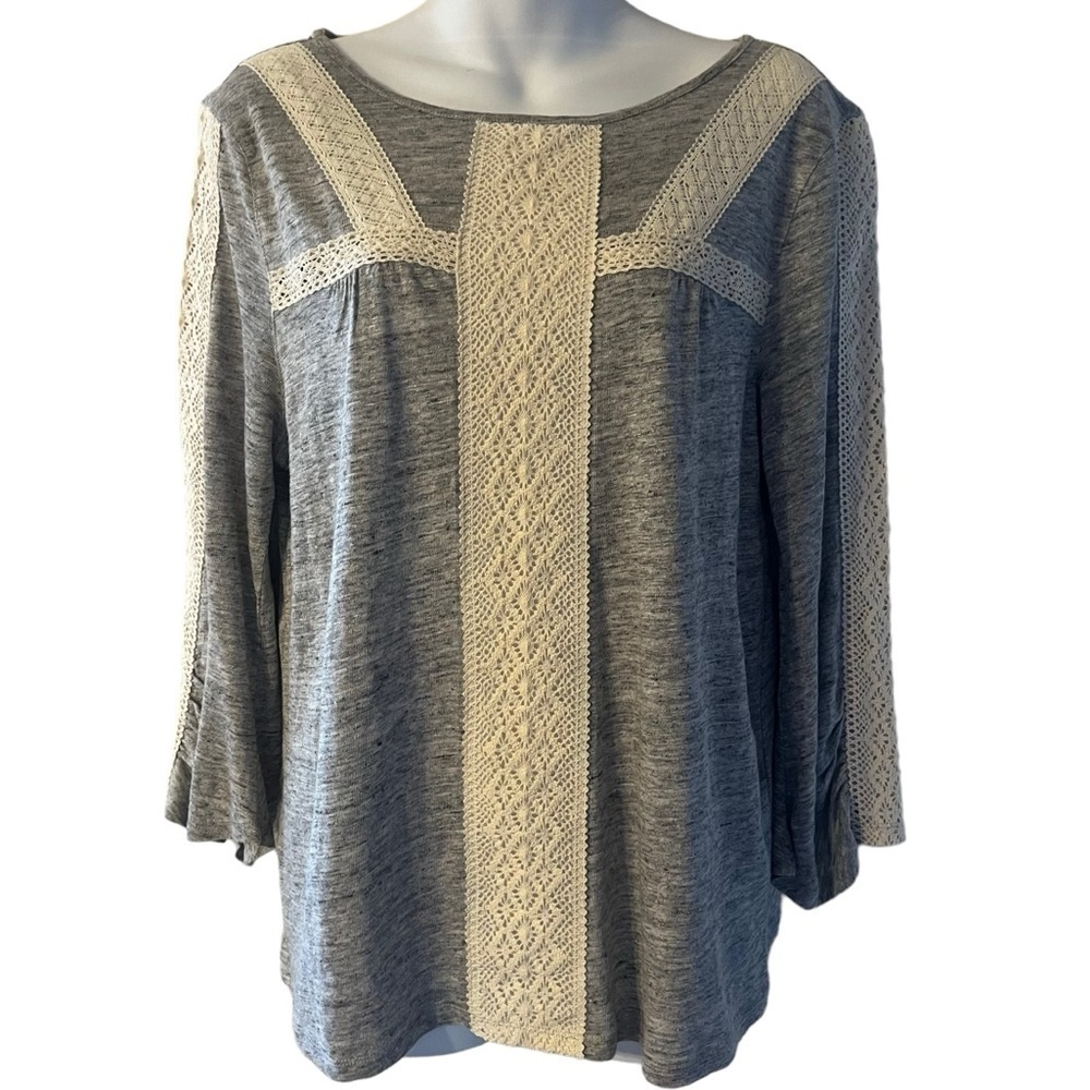 Sundance 3/4 Sleeve Blouse with Lace details Size M